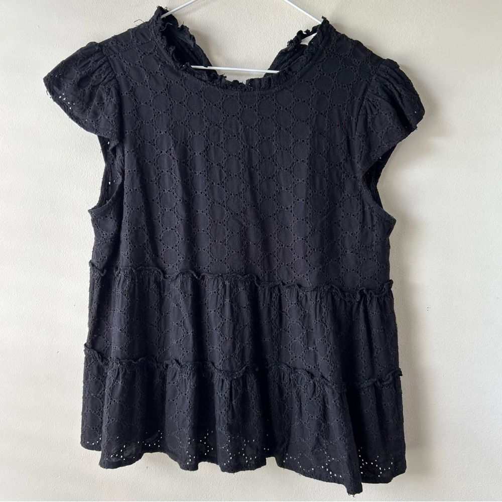 5 FOR $25 | Sim & Sam Cap Sleeve Crochet Lace Top Blouse Black M